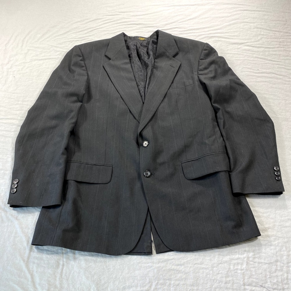 Towncraft Blazer Mens 42R Gray‎ Pinstripe Polyester Wool Blend Sport Coat Jacket